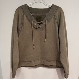 Aerie V-Neck Lace Up Sweatshirt Size S